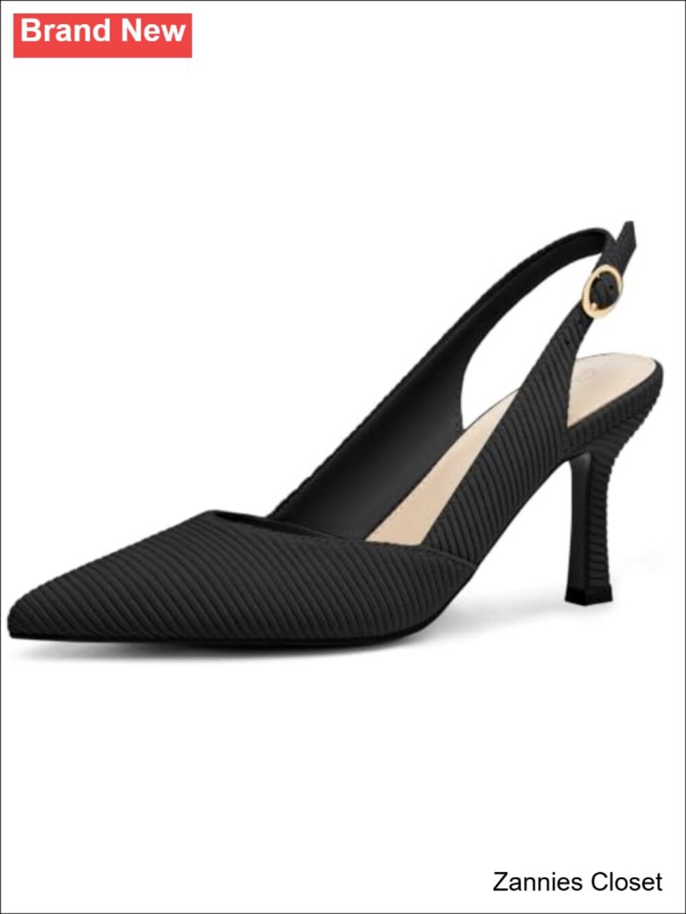 ✨ Rilista Women's Slingback Kitten Heels Closed Pointed Toe Backless Faux